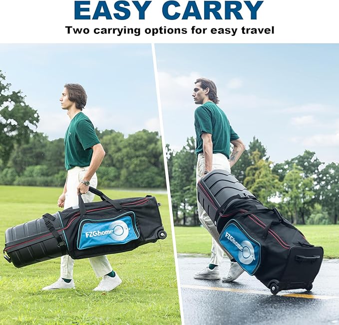 Golf Travel Bags for Airlines with Hard Case Top & Wheels, Hard Shell Top Protect Golf Club, Made of 1680D Heavy Duty Oxford, Internal Strap for Fixing, Lightweight and Easy to Maneuver