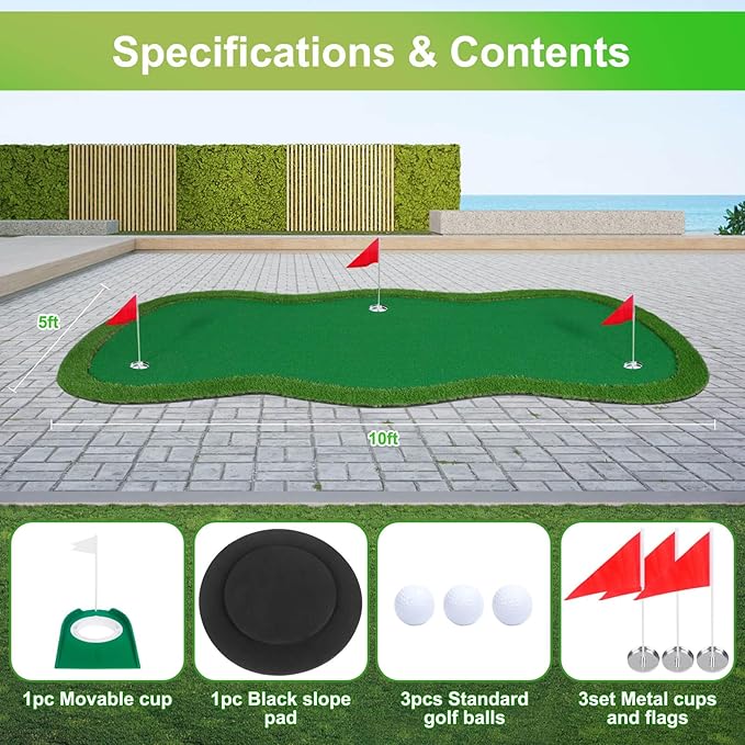 Golf Putting Green, Large Golf Putting Mat for Indoor Outdoor, Professional Practice Training Greens Mat