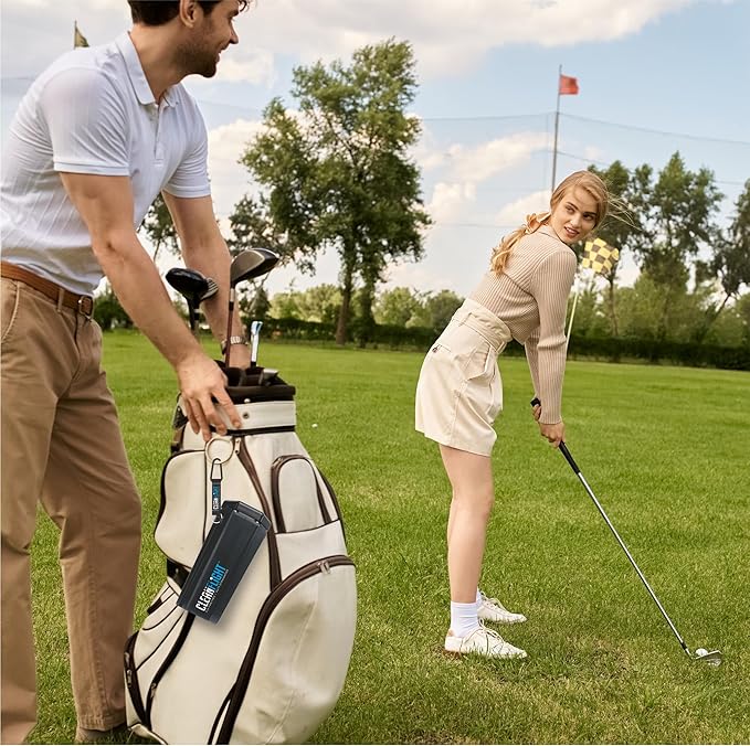 Premium Golf Ball Washer - Portable Cleaner for Golf Bag or Cart - Best Golf Accessories Gifts for Men & Women