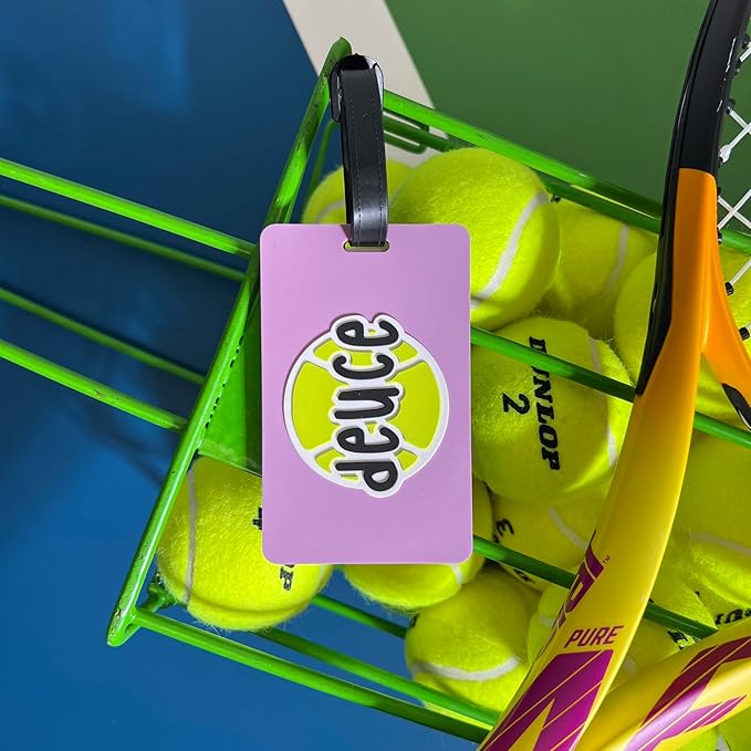 Tennis Bag Tag – Deuce Design, Durable Silicone Luggage Tag, Waterproof & Flexible, Secure Strap for Easy Bag Identification, Ideal Tennis Gift & Tournament Prize