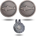 Full Metal Markers Shark Unique Magnetic Metal Golf Ball Marker Accessory with Hat Clip for Men and Women