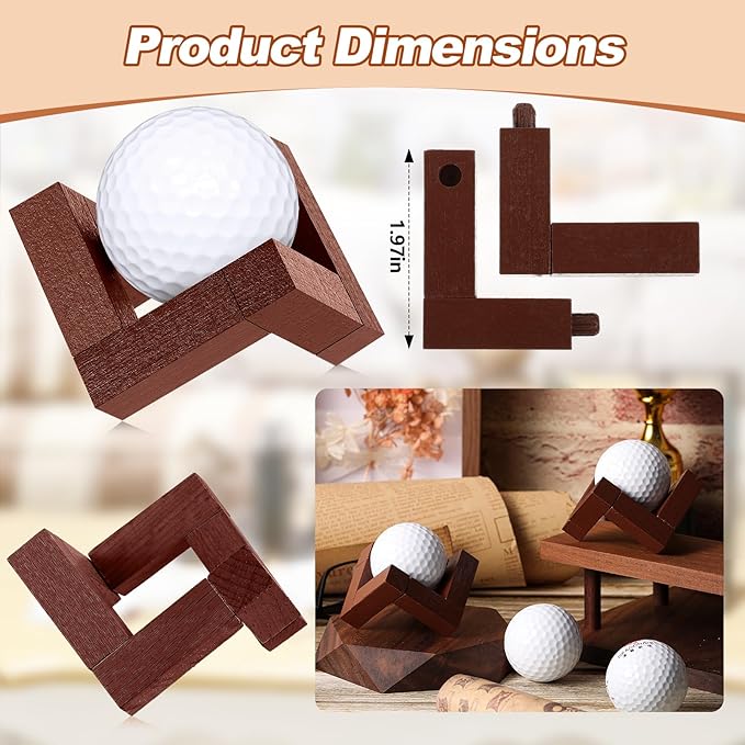 Golf Ball Display Holder 1.97 Inch Wooden Golfball Display Stand Baseball Rack Case for Souvenir Collections Tabletop Desk Decor Men Golf Enthusiasts(1 Pcs,Walnut Color)