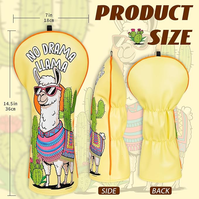 Funny Golf Club Head Cover Driver Headcover Fairway Wood Headcover Hybrid Club Head Cover Alpaca