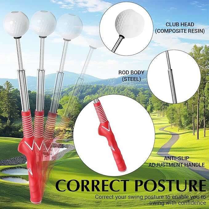 Golf Swing Trainer & Golf Grip Trainer – Retractable Golf Training Aid with Click Feedback for Tempo, Strength & Accuracy | Portable Golf Training Grip Tool for Indoor & Outdoor Practice