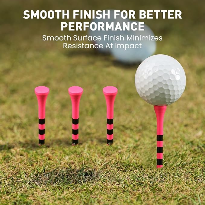 FINGER TEN Golf Tees Wood 3 1/4 2 3/4 Inch Value 50/120 Count, Durable Tees with Bright Colored Stripes for Consistent Height, 70mm 83mm Long Tees Ideal for Golfers