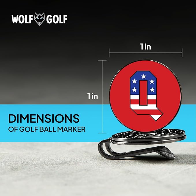 Wolf Golf Towels Golf Ball Marker Hat Clip | USA Monogram | 1 Magnetic Clip + 3 Ball Markers | Patriotic Golf Accessories for Men & Women