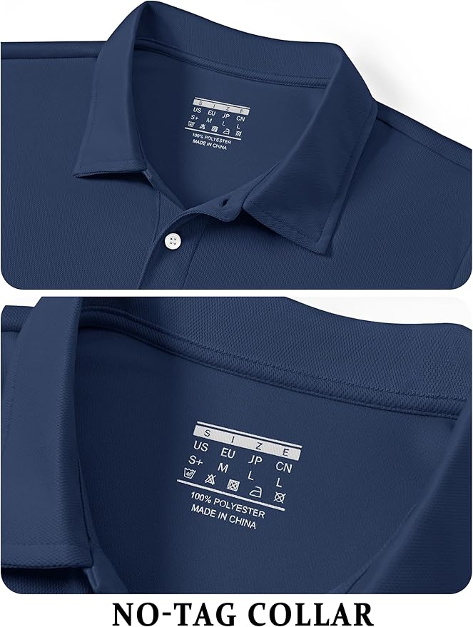 TACVASEN Mens Golf Shirt Dry Fit Mens Polo Shirts Short Sleeve Performance Golf Polos for Men with Collar Work Shirts