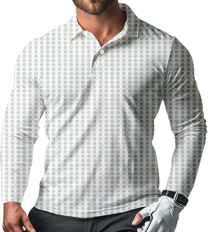 Men's Long Sleeve Golf Shirt Quick Dry 3 Button Work Fishing Outdoor Casual Collar Shirt