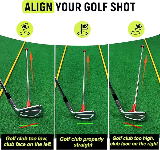 THE GOLFER STORE Golf Alignment Rods, Golf Club Alignment Stick Corrector Magnetic Golf Swing Trainer Aid Help Visualize and Align Your Golf Shot Length Adjustments