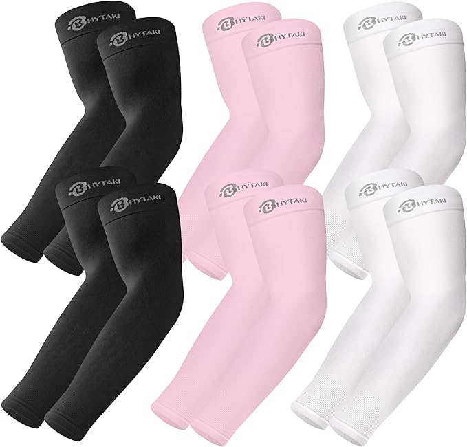 BHYTAKI UV Sun Protection Arm Sleeves, UPF 50 Sports Cooling Arm Compression Sleeves for Men Women Teenager