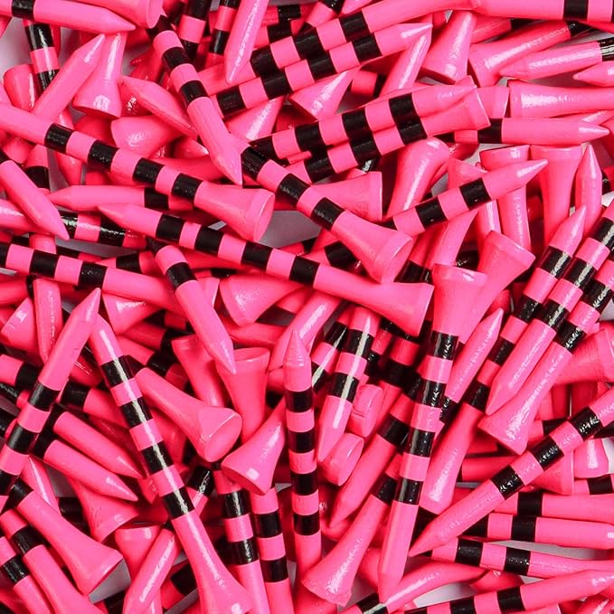 FINGER TEN Golf Tees Wood 3 1/4 2 3/4 Inch Value 50/120 Count, Durable Tees with Bright Colored Stripes for Consistent Height, 70mm 83mm Long Tees Ideal for Golfers