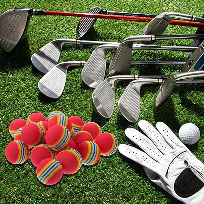 20Pcs Rainbow EVA Golf Training Balls Soft Practice Balls for Indoor Outdoor Golf Swing Training