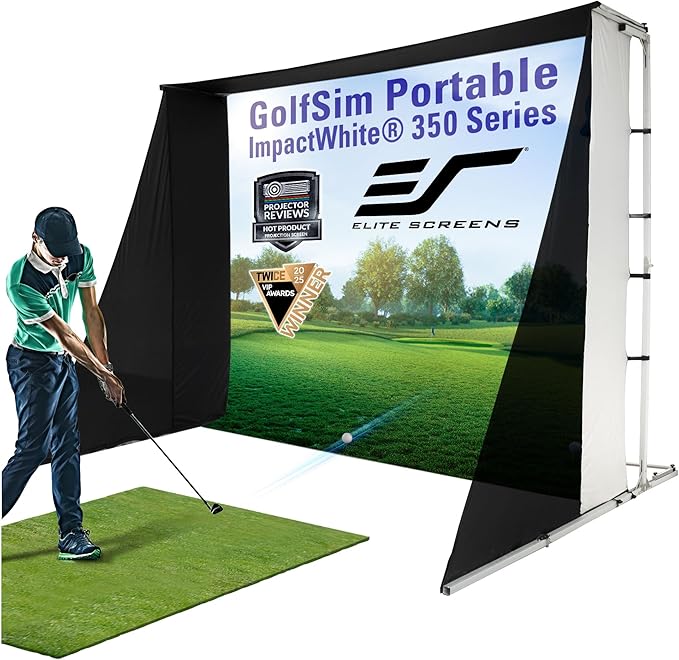 Elite Screens Golf Impact Screen Golf Simulator Impact Screen 8 ft x10 ft, Golf Hitting Screen for Simulator, Enclosed Golf Screen for Training, GolfSim Bay GSP0810-IPW350
