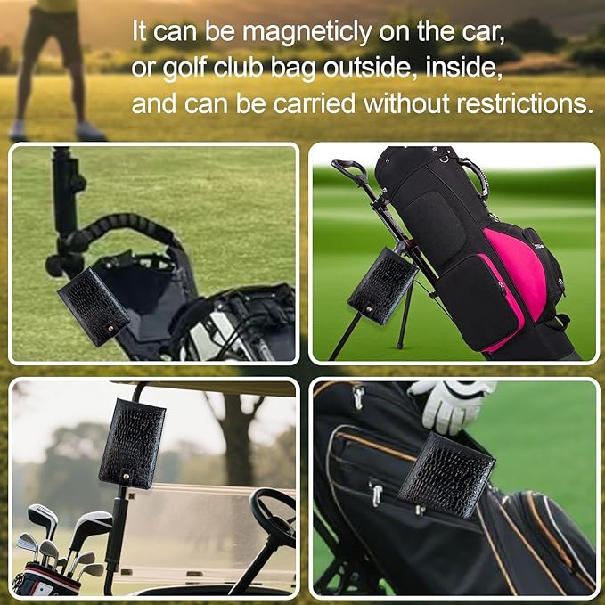 Magnetic Golf Scorecard Holder 3 in 1 - The Ultimate Golf Gift for Men, Magnetic Leather Yardage Book Cover with Secure Back Pocket Fit