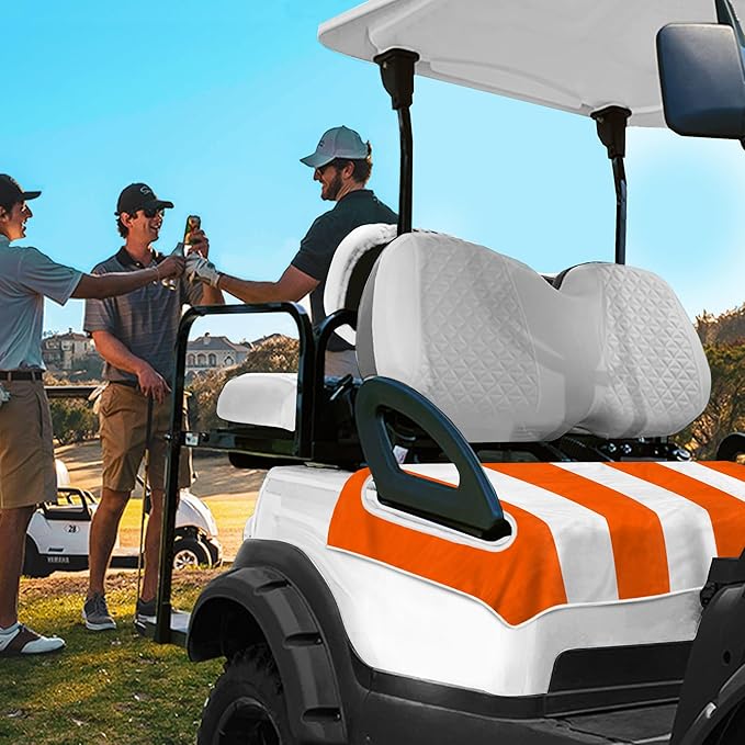 YOKYHOM Golf Cart Seat Covers, Orange Golf Cart Seat Towel Blanket Keeps Seat Comfortable and Clean, 100% Microfiber, 51''x 31'', for EZGO, Yamaha, Club Car and More 2-Seat Golf Carts