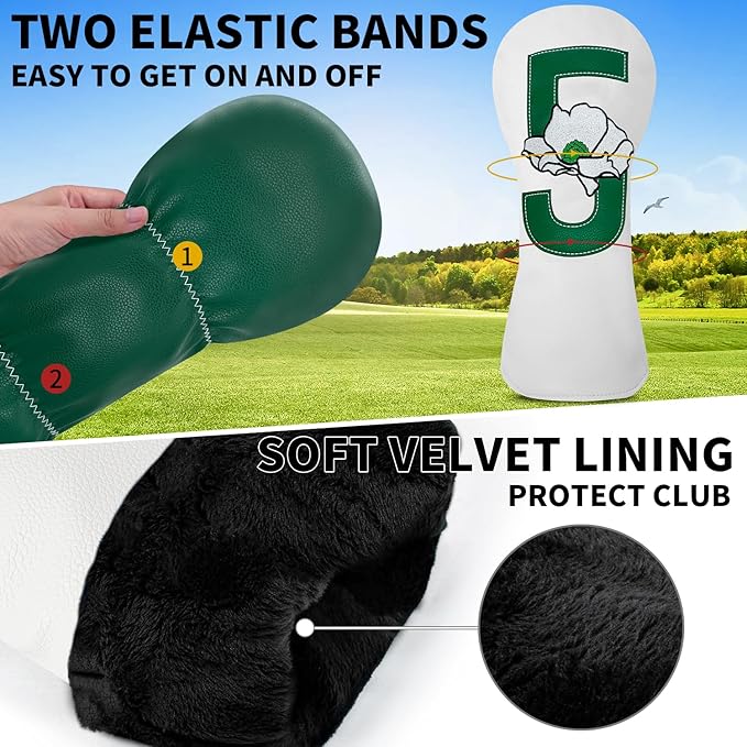Premium Golf Club Head Cover - Fits Most Clubs, Heavy-Duty Construction, Protects Against Scratches and Damage, Specifically Designed for Hybrid and Fairway Woods.