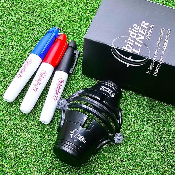 Budget-Friendly Natural Liner Golf Ball Marker - 360° Triple-Line Stencil with 3ea Marker Pens