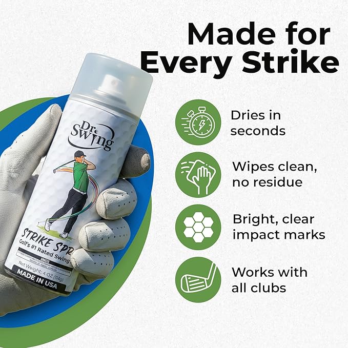 Dr. Swing Golf Impact Spray｜2 Pack｜ Club Spray for Ball Contact Training｜Quick Drying Strike Formula｜Easy Wipe Design｜Men Stocking Stuffer Golf Gift for Christmas, Dad, Brother