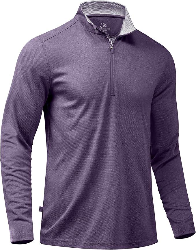 Obla Golf Quarter Zip Pullover for Men Mock Neck Sweatshirt Lightweight Sun Protection Men's Long Sleeve Golf Shirt