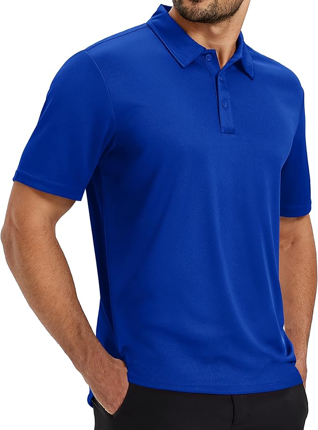 TACVASEN Mens Polo Shirts Short Sleeve Dry Fit Performance Breathable Golf Shirt with Collar Tennis Casual Business Work