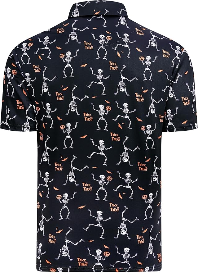 Esabel.C Golf Shirts for Men Dry Fit Performance Short Sleeve Print Moisture Wicking Collared Shirt