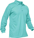 MAGCOMSEN Men's Polo Shirts 3 Button Quick Dry Performance Long Sleeve Tactical Shirts Pique Jersey Golf Shirt
