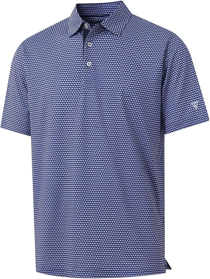 M MAELREG Mens Golf Shirt Short Sleeve Dry Fit Print Moisture Wicking Performance Patterns Collared Polo Shirt