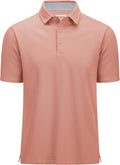 MAGCOMSEN Men's Polo Shirts Short Sleeve Cotton Pique 3 Button Classic Fit Casual T-Shirt Performance Golf Shirts