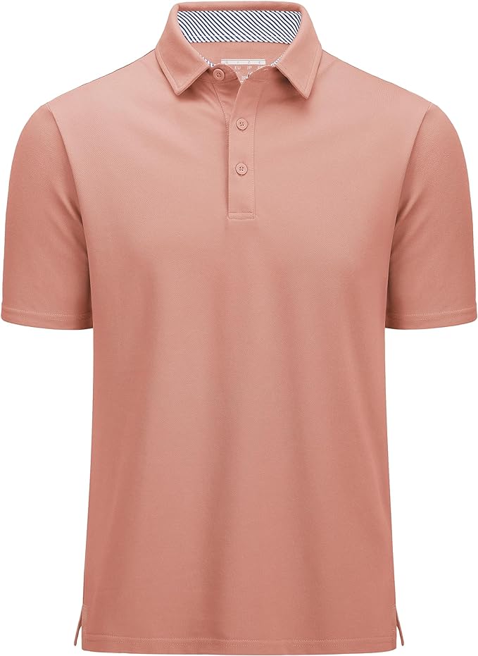 MAGCOMSEN Men's Polo Shirts Short Sleeve Cotton Pique 3 Button Classic Fit Casual T-Shirt Performance Golf Shirts