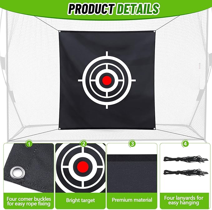 Golf Target Cloth for Net Replacement Golf Hitting Net Target with 4 Straps for Practice Training Aids Indoor Outdoor Use