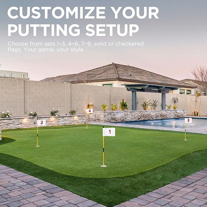 KINGTOP Golf Flagstick Mini, Putting Green Flag for Yard, All 3 Feet, Double-Sided Numbered Golf Flags, Golf Pin Flag Hole Cup Set, Portable 2-Section Design, Gifts Idea
