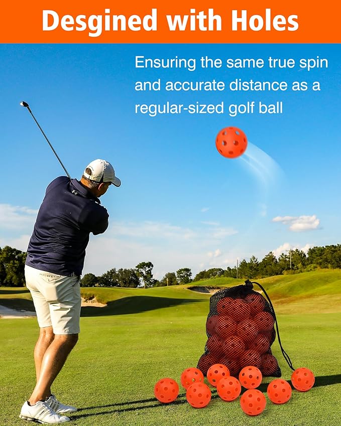 35 Pack Practice Golf Balls Limited Flight Plastic Golf Balls 42mm Practice Golf Balls for Backyard Golf Training Balls for Swing Practice, Airflow Hollow (Multiple Colors)