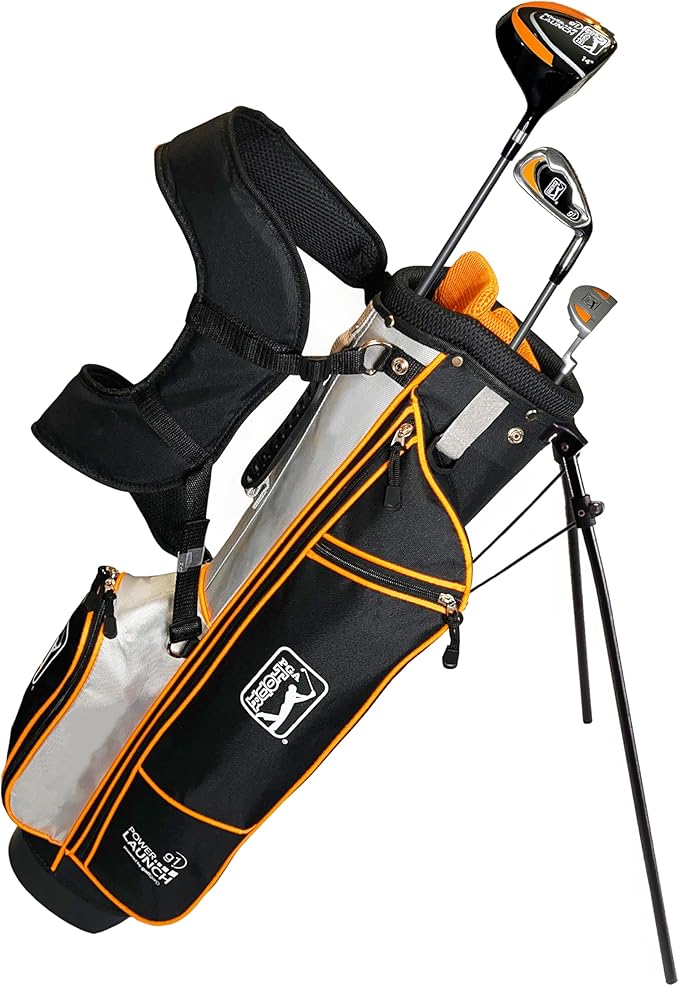 PGA Tour Youth Golf Club Set for Ages 8-12 (4’8”-5’2”) and 12+ (5’2”+), Right and Left-Handed Kids Golf Sets – Beginner Junior Golf Clubs with Lightweight Stand Bag, Mallet Putter, Hybrid, Driver