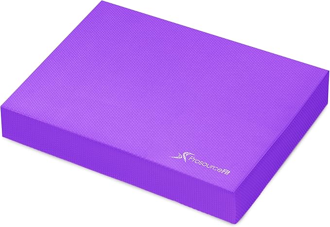 ProsourceFit Exercise Balance Pad – Non-Slip Cushioned Foam Mat & Knee Pad for Fitness and Stability Training, Yoga, Physical Therapy 15.5”x12.75”, Purple