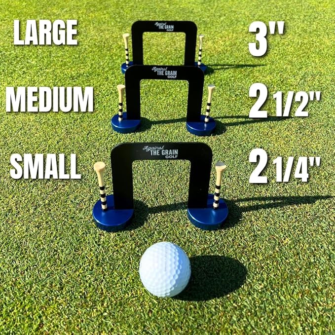 Golf Putting Gate 3 Pack with 6 Tees & Detachable Bases (Small, Medium, Large)