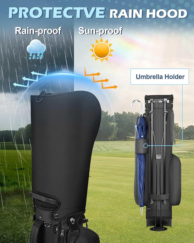 Golf Stand Bag – 2025 Upgraded Version with Cooler Pocket, Glove Patch & Tee Holder, Lightweight Sunday Golf Bag for Men & Women