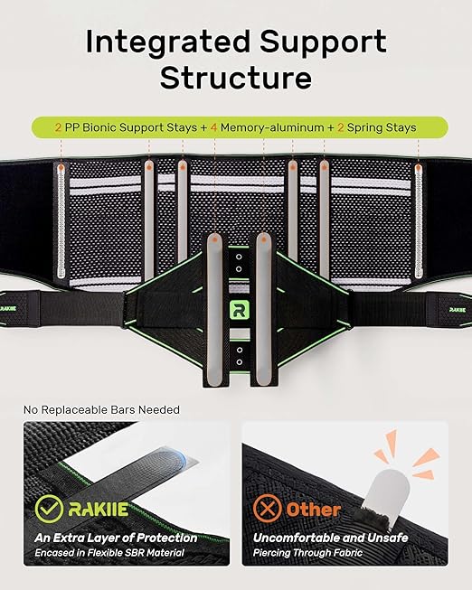 Back Brace for Lower Back, 8X Powerful Lumbar Support with 3D Pad, Support Belt for Men Women, Breathable Back Support Brace with Adjustable Strap, Green Size M