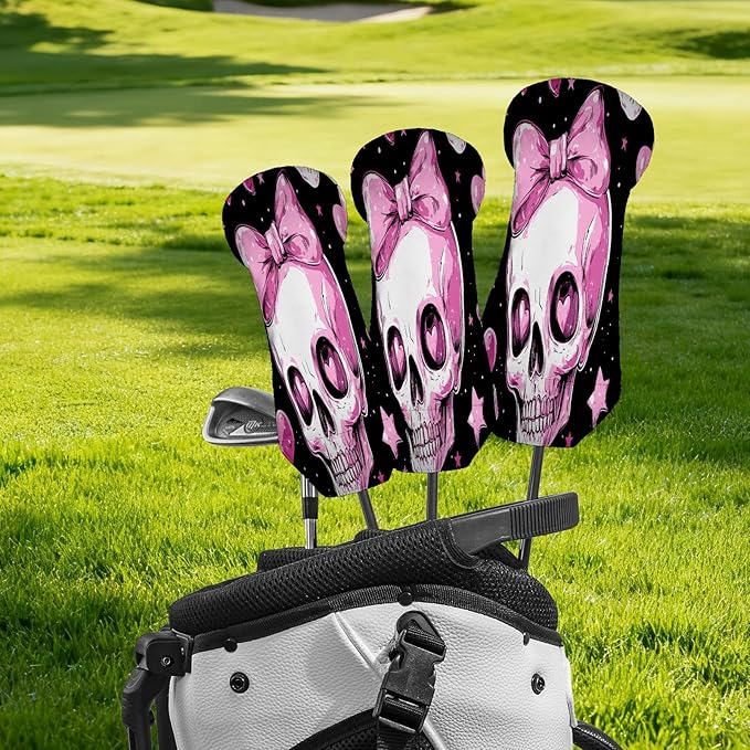 Funny Butterfly Colorful Golf Head Covers for Driver, Fairway, Hybrid & 3 Wood Premium PU Leather with Soft Velvet Lining Waterproof & Scratch-Resistant Unique Golf Gift for Men & Women