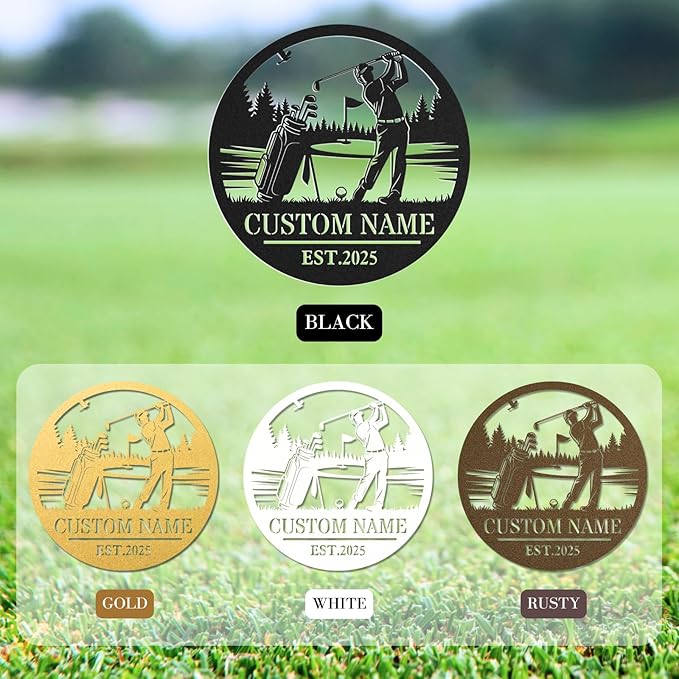 Personalized Golf Metal Wall Art, Vintage Golf Wall Decor, Custom Signs Outdoor Metal, 19th Hole Home Decor for Man Cave Garage Bar Club, Personalized Golfer Gifts for Men Dad Father