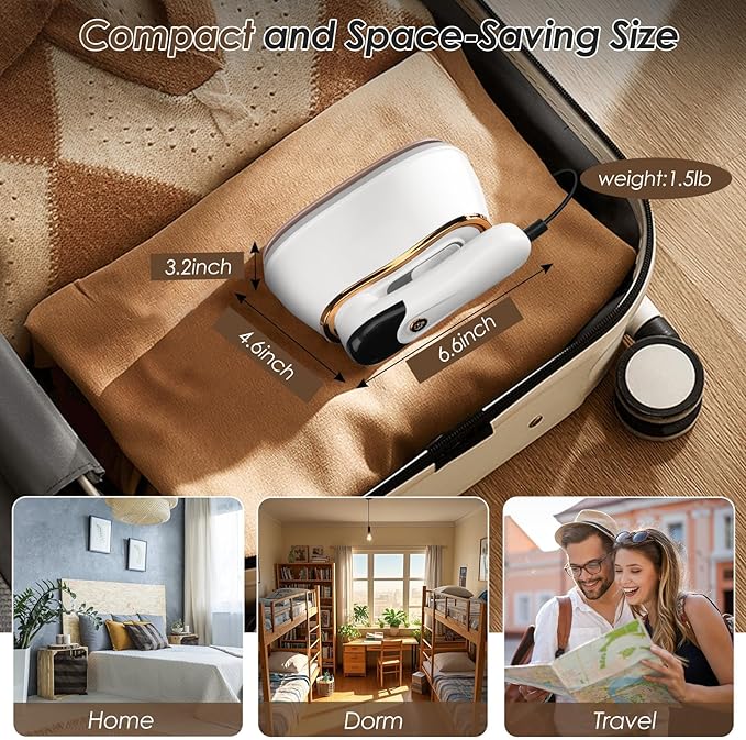 Biupky Travel Steamer for Clothes Portable Mini, 1200w Mini Iron Portable Steamer for Clothes, 4 Mode with LCD Display, 10s Fast Heating Travel Iron Garment Steamer for Clothes for Home Dorm Travel