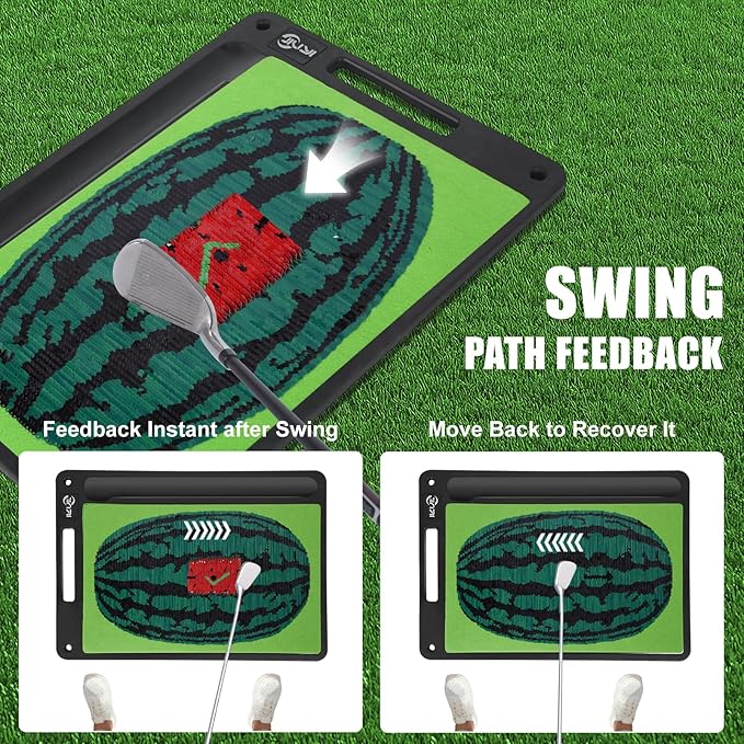 Golf Mat Pro Premium Swing Training Mat for Analyzing Swing Path and Ball Impact, Replaceable Golf Practice Mats for Indoor Outdoor Hitting Training, Gifts for Men