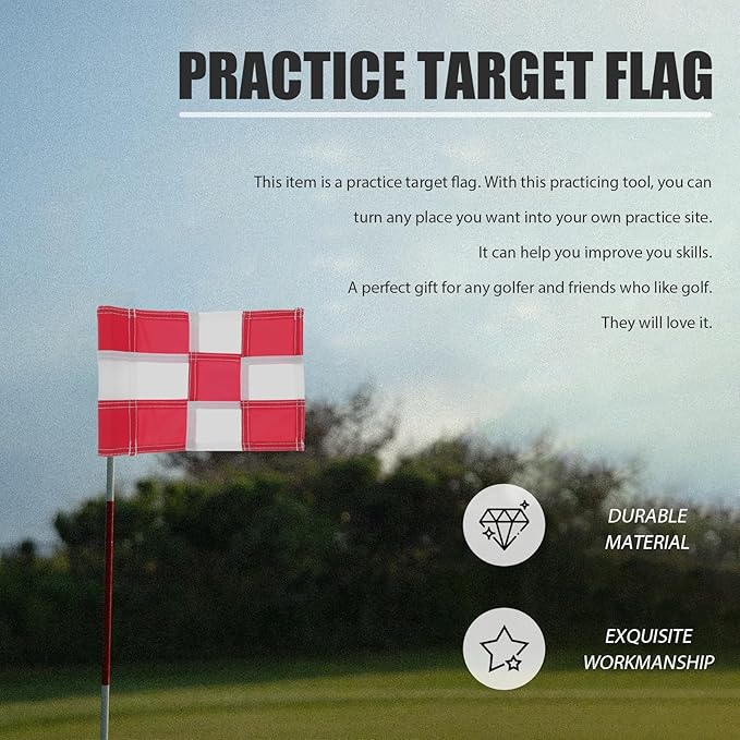 YARNOW Golfing Training Flag for Practice Court Checkered Red and White Golf Pin Flag Portable and Reusable Putting Flagstick for Skill Improvement
