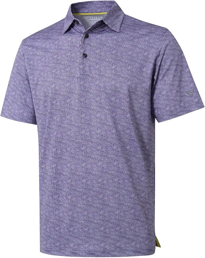 Golf Shirts for Men Dry Fit Short Sleeve Print Performance Moisture Wicking Polo Shirt
