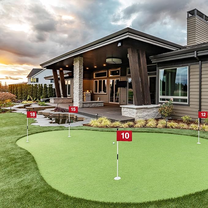 KINGTOP Numbered Golf Flag All 8x6 Inch – Upgraded Dual-Layer 420D Nylon, Double Sided Printing, Tube Inserted – Mini Practice Putting Green Flags for Yard