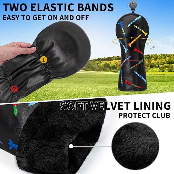 Colorful Nails Style Golf Half Mallet Putter Cover Headcover, Golf Putter Club Cover Magnetic Golf Head Covers Headcovers Club Protective Equipment