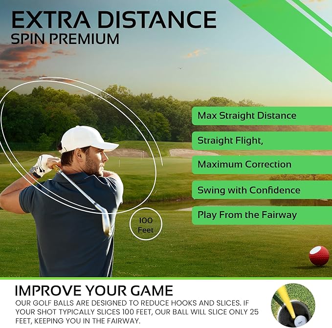 Polara Golf Self-Correcting Golf Balls – Soft Feel, Anti-Slice & Hook Correction, Exceeds USGA Limits, Dimple Pattern, High-Performance Balls for Men & Women