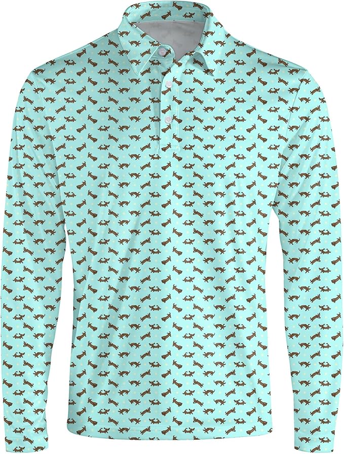 Men's Long Sleeve Golf Shirt Quick Dry 3 Button Work Fishing Outdoor Casual Collar Shirt