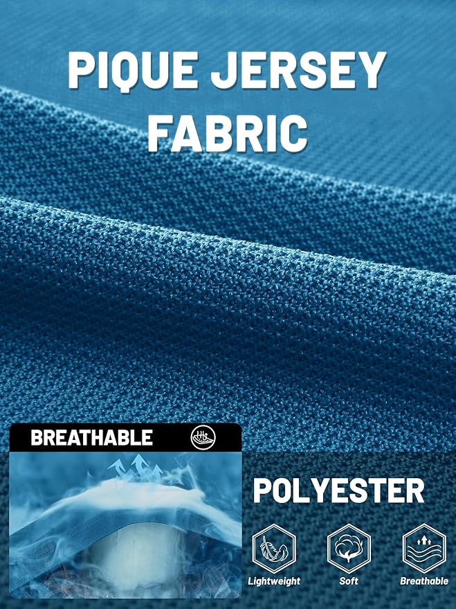 TACVASEN Mens Polo Shirt Short Sleeve Tactical Performance Collared Work Golf Shirts Dry Fit Pique Polos for Summer