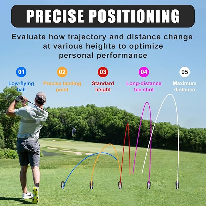 3PCS Golf Tee Height Setter, Golf Tee Aid, Adjustable Golf Tee Height Tool for Precision Shots, Durable Golf Training Aid for Precise Shots, Golf Ball Teeing Device(Black)