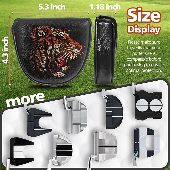 Golf Club Cover for Driver Fairway Wood Hybrid Mallet Putter Cover, Wootfairy Golf Club Headcovers Waterproof Leather White Accessories Compatible with Taylormade Odyssey and More Brand